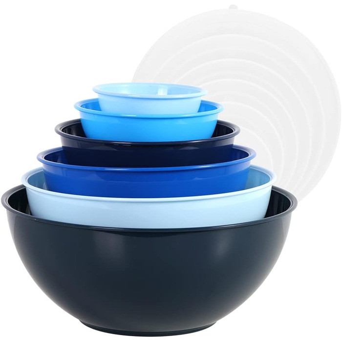 Набір мисок для змішування BoxedHome з кришками, миски для змішування, упаковка з 12 мисок для змішування, пластикова салатниця Не