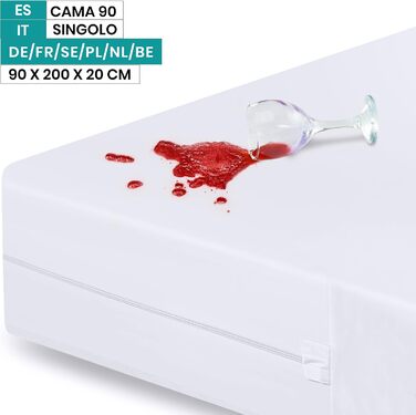 Чохол для матраца Utopia Bedding 90 x 200 x 20 см Водонепроникний із застібкою-блискавкою, сертифікований Oeko-TEX, наматрацник