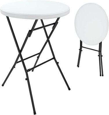 Складаний стіл Casaria Ø 72 см, круглий, міцний, садовий, висота 110 см, водовідштовхувальний, металевий, розкладний стіл, стіл для бістро, стіл для вечірки, барний стіл, пивний стіл, білий, комплект з