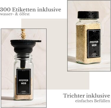 Банки для спецій з полицею 24 x 120 мл, включаючи 300 етикеток для спецій DE - Полиця для спецій з банками - Шухляда для органайзера для спецій - Шухляда для полиці для спецій з банками, система полиць для спецій, золота полиця Золота аура