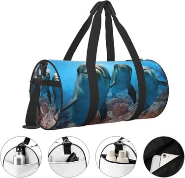 Дорожня сумка-циліндр з морськими тваринами та веселими дельфінами, спортивна сумка для чоловіків та жінок, сумка для подорожей, спортивна сумка