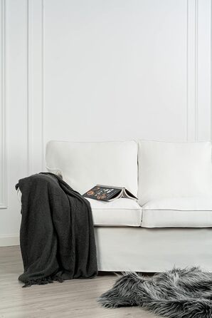 МАЙСТРИ ЧОХЛІВ Чохол для дивана IKEA Ektorp 3-місний з бавовни, білий, чохол для дивана 218 88 88 см Білий преміум бавовна