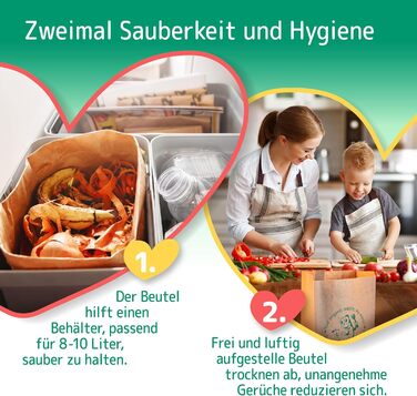 Біорозкладні крафт-паперові пакети для сміття, 10 л / 45 шт., 2016x35 см, коричневі