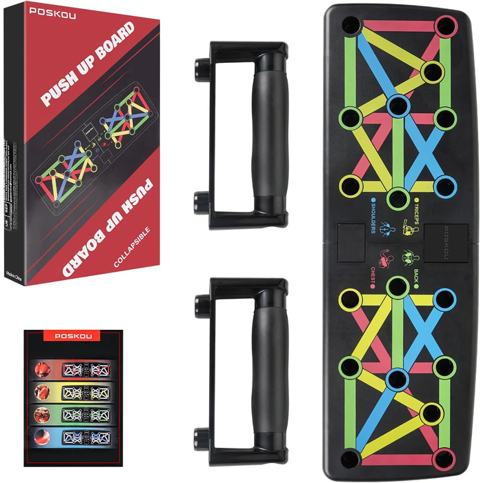 Дошка для віджимання покращена концепція складна дошка для віджимання ручки для домашнього тренажерного залу фітнес-обладнання для дому різнокольорове