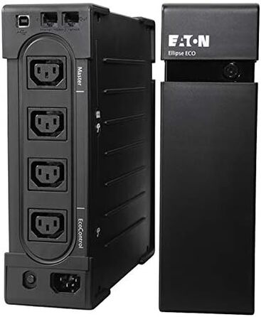 ДБЖ Eaton Ellipse ECO 650 USB DIN - автономне джерело безперебійного живлення (ДБЖ) - 650 ВА із захистом від перенапруг (4 виходи Schuko, акумулятор) - EL650USBDIN- чорний (650 ВА / IEC, сумісний у Франції, Німеччині, Італії, Іспанії та Великобританії)