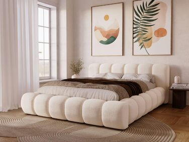 Ліжко GRAINGOLD Doria 180x200, М&39яке ліжко з ящиком для зберігання, Велюр, з рейковим каркасом, з узголів&39ям, без матраца (Кремовий, 180x200) Кремовий 180x200