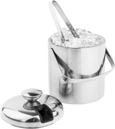 Відро для льоду HI з кришкою і щипцями (вкл. сито для крапель) - лоток для льоду з нержавіючої сталі з кришкою, лоток для льоду, б