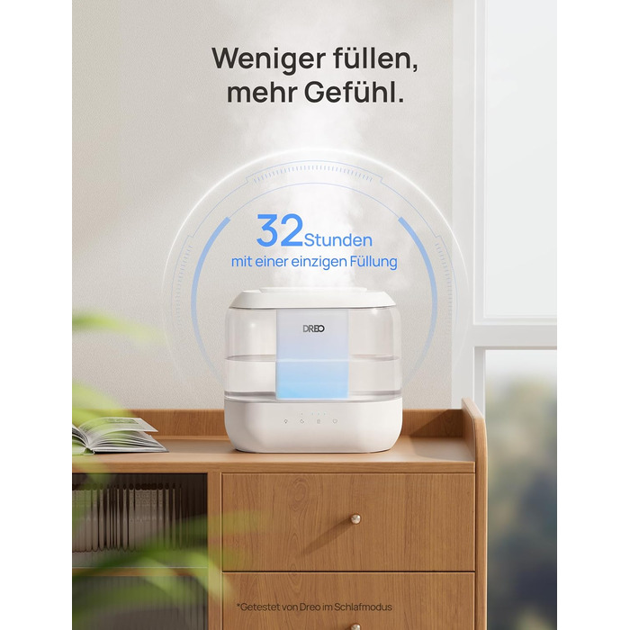 Зволожувач повітря Dreo для спальні, надвеликий зволожувач повітря з масляним дифузором і нічним світлом, час роботи 32 години, бе