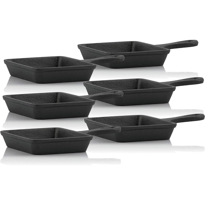 Чавунні сковороди для раклету BBQ-Toro (6 шт. ) 12,5 х 18 см вже згоріли - попередньо приправлені Змінні сковороди для раклету, сковороди для сервіровки, аксесуари для гриля, чавунні сковороди, сковороди-гриль