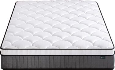 Гібридний пружинний матрац Zinus Hybrid 140x200 см - Рівень жорсткості H2/H3 - Висота 25 см - Охолоджувальний ергономічний матрац з піни з ефектом пам&39яті - Сертифіковано Oeko-TEX - Виготовлено відповідно до німецьких стандартів якості, висота 25 см. Гі