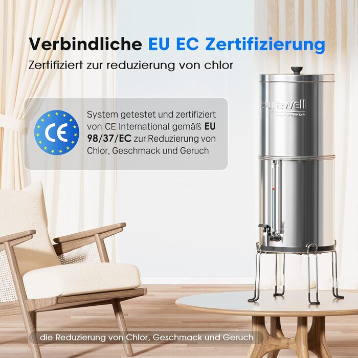 Ступінчаста гравітаційна система ультрафільтрації Purewell зі скляним індикатором рівня води, система стільниці з нержавіючої сталі 304 з 4 елементами та кронштейнами, зменшує вміст фтору та хлору 5,7 літра, 6-