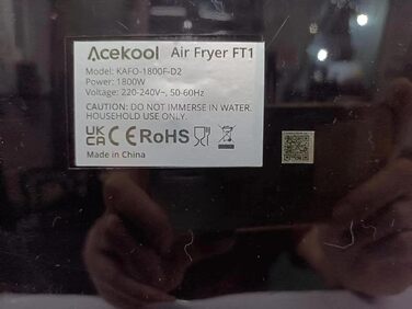 Фритюрниця 18 л XXL, фритюрниця 1800 Вт - Фритюрниця без олії - Фритюрниця з 7 аксесуарами, світлодіодний цифровий сенсорний екран, візуалізоване вікно - Аерофритюрниці Acekool FT1