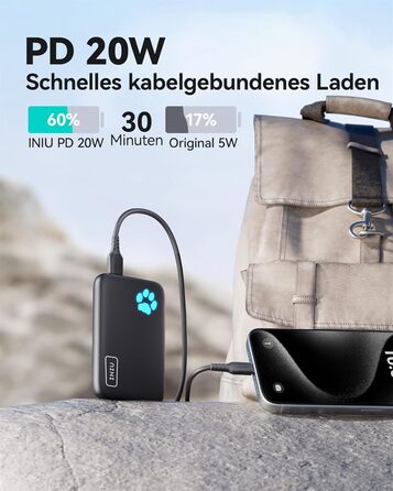 Магнітний зовнішній акумулятор, USB C in&Out Wireless Powerbank швидка зарядка для iPhone 16/16 Plus/16 Pro/16 Pro Max, iPhone 15/