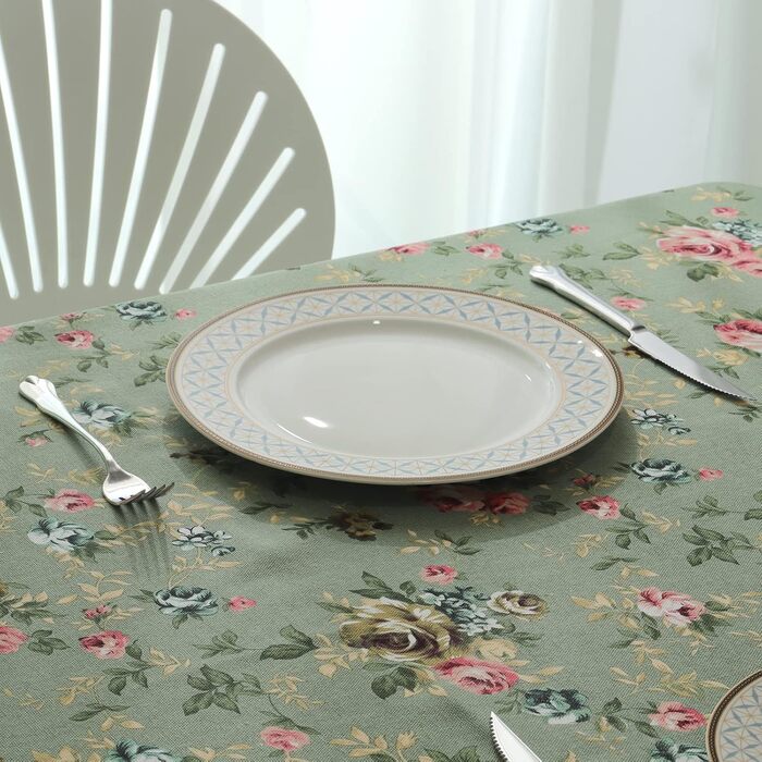 Скатертина Arquiel Прямокутна квіткова, важка полотняна скатертина, елегантна скатертина з квітковим принтом, міцна скатертина з л