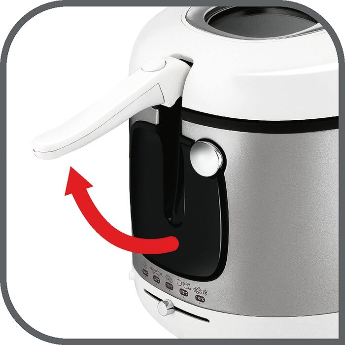 Електрична фритюрниця Tefal FR4800 Mega 2 кг Ємність масла 3,3 л Фільтр проти запаху Запчастини, безпечні для миття в посудомийній машині Оглядове вікно регульований термостат Білий/Нержавіюча сталь