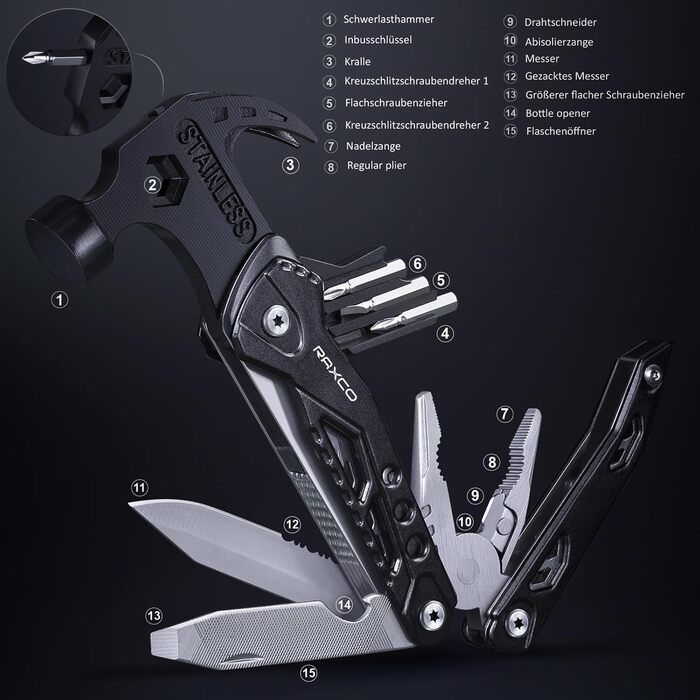 В 1 мультитул молоток і багатофункціональний інструмент для кемпінгу, для чоловіків він батько тато її хлопець, подарунок на День