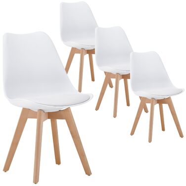 Обідні стільці, ніжки з масиву дерева товщиною 28 мм, м&39який стілець, обідній стілець Oslo, комплект з 4 шт. , білий, 521249 4 Білий