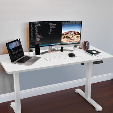 Стіл Homall з регульованою висотою та USB-портом 140x60 см, комп&39ютерний стіл стоячи, ергономічний стіл для домашнього офісу (140x60 см, білий) 140x60 см білий