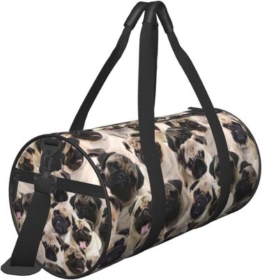 Дорожня сумка Париж, кругла, великої місткості, легка та міцна, ідеальний подарунок для походів, відпустки, ділових поїздок та іншого, з милим зображенням мопса, універсальний розмір