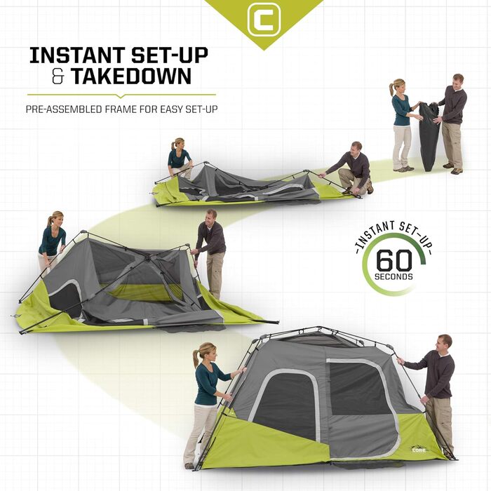 Намет-кабінет CORE Instant Cabin Tent для 6 осіб з настінним органайзером