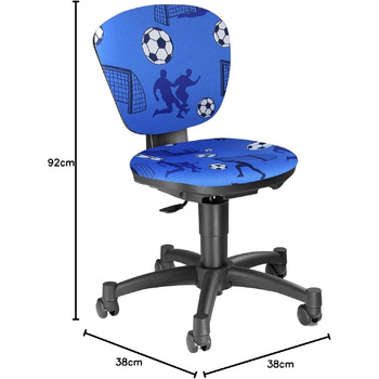 Дитяче поворотне крісло TOPSTAR Ergokid 15 Jet - Футбол - Спортивне, Регульоване по висоті, Поліамід, Синє
