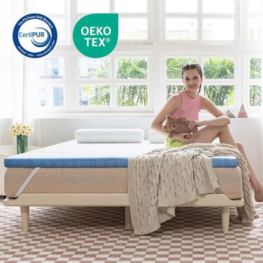 Наматрацник Storeo Basics з піни з ефектом пам&39яті з ремінцями, 140 x 200 см, товщина 5 см, білий 140 x 200 x 5 см