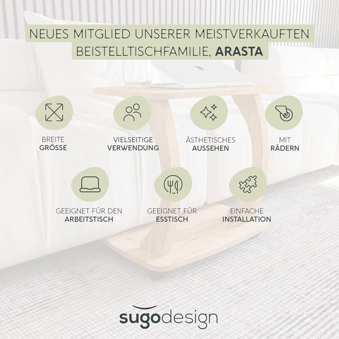 Приставний столик для дивана, з колесами, столик для ноутбука для дивана, маленький столик для вітальні, столик для дивана зі стильним дерев&39яним виглядом, маленький журнальний столик для вітальні, приставний столик, Arasta