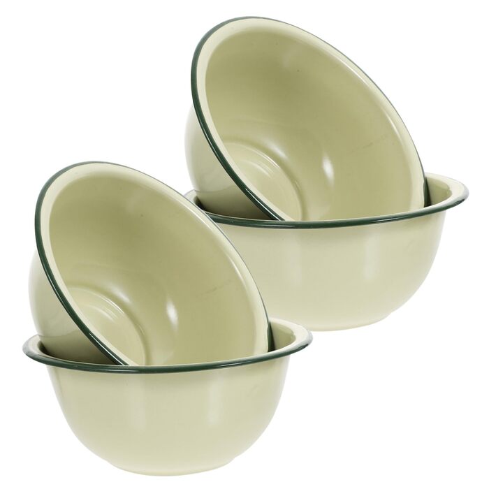 Набір із 4 вінтажних емальованих сталевих мисок, багатофункціональні супові миски для кухні та дому, діаметр 16 см, легко миються, декоративні, випадковий колір світло-зелений, 18x18x8 см