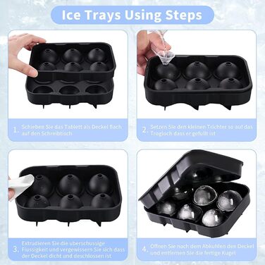 Силіконова форма для льоду з кришкою - набір з 4 шт. , легко вивільняється, підходить для коктейлів і соків з віскі тощо, схвалено