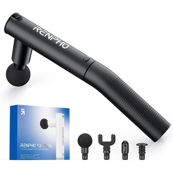 Massage Gun with Extension, RENPHO Extend Massage Gun Handheld Massager, Powerful Massage Gun Deep Tissue, Percussion Muscle Massage Gun for Athletes with Type-C Charging, Black, Massage Gun with Extension, RENPHO Extend Massage Gun Handheld Massager, Pow