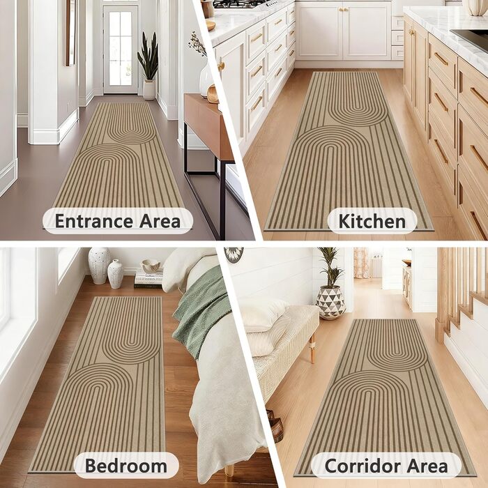 Доріжка для передпокою 80x200 см, кухонний килимок під джут, килимок для передпокою, який можна прати, нековзка кухонна доріжка, коричневий килимок для вулиці для кухні, вітальні, спальні, передпокою, входу, балкону, коричневий 80 x 200 см (прямокутний)