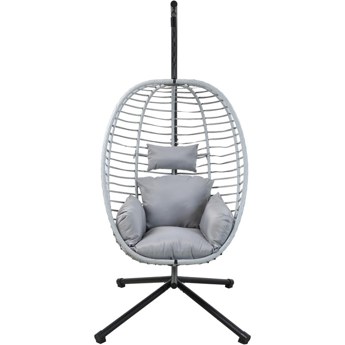 Підвісне крісло SVITA Belly з каркасом, складне, підвісне сидіння, підвісний кошик, сірий