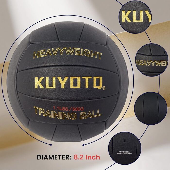 Волейбольний м&39яч KUYOTQ з обтяженням, розмір 5, тренувальний, 18-панельний, високоякісний, надзвичайно м&39який, стабільної форми, для використання в приміщенні та на вулиці (вільний)