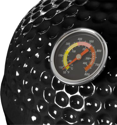 Вугільний гриль Haiiro Ø 32 см з термометром, дерев'яна ручка чорний керамічний гриль Kamado, міні-гриль на вугіллі, міні-гриль ка