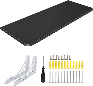 Дерев&39яний настінний розкладний стіл Kedia, компактний обідній стіл, письмовий стіл, кухонний стіл, стіл для ноутбука, обідній стіл, офісний стіл (60 * 30 * 1,6 см, чорний) 60*30*1,6 см, чорний