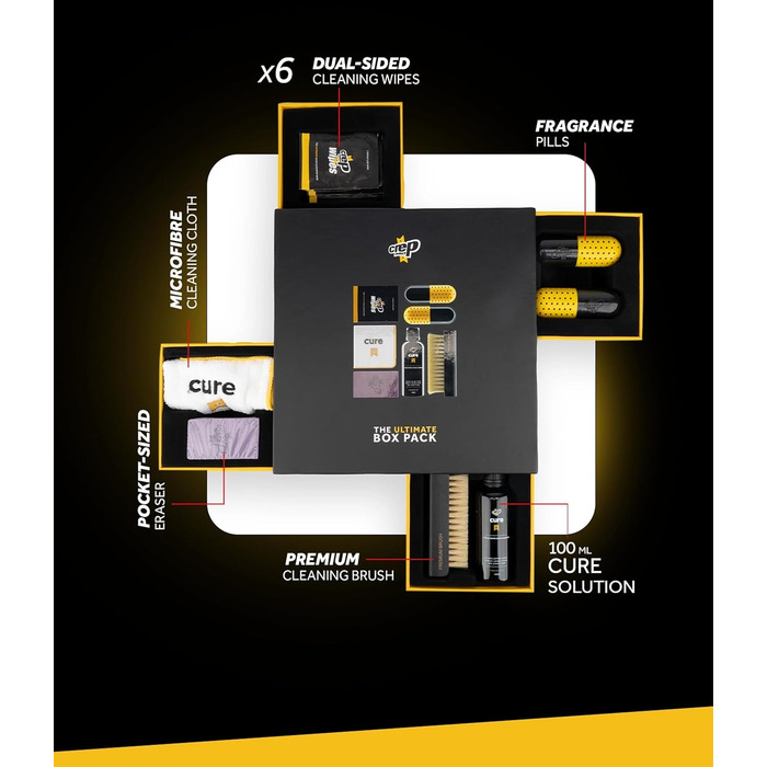 Преміальний набір для чищення кросівок з 6 серветками для чищення кросівок, 2 таблетки, гумка, розчин для чищення, ганчірка з мікрофібри та щітка 100 мл