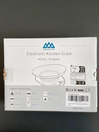 Цифрові кухонні електронні ваги SENSSUN зі знімною чашею, 5 кг / 11 фунтів з точністю до 1 г, з великим РК-дисплеєм і функцією тар