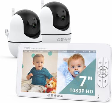 З 2 камерами 7-дюймовий 1080P розділений екран Відеоняня з вбудованим ширококутним об&39єктивом, інфрачервоним нічним баченням, дв