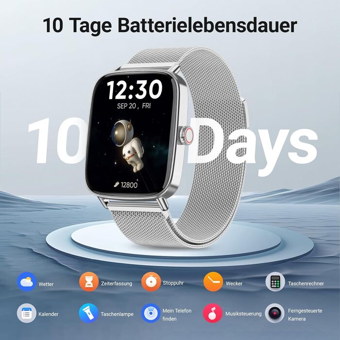 Розумний годинник для чоловіків та жінок з функцією телефону, фітнес-годинник 1,85 дюйма, понад 100 спортивних режимів, фітнес-трекер з моніторингом серцевого ритму/SpO2/сну, крокомір, водонепроникний спортивний годинник IP68 для iOS та Android, сріблясти