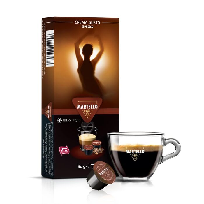 Кавові капсули Martello CREMA GUSTO — 100 шт. (10x10), 6 г, UTZ-сертифікат, для кавоварок Martello