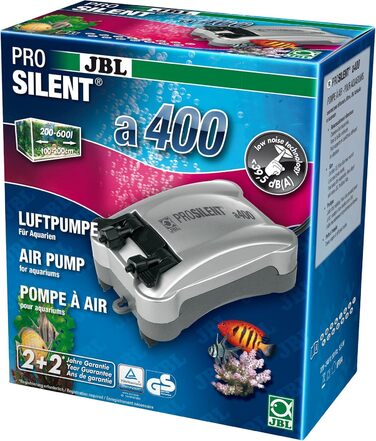 Повітряний насос JBL ProSilent a400 для прісноводних та морських акваріумів об&39ємом від 200 до 600 літрів, 6054400, (1 упаковка)
