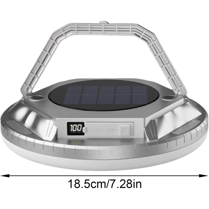 Ліхтар для кемпінгу, 1600 люмен, ліхтарі для наметів на сонячній енергії, водонепроникний світлодіодний ліхтар, для саду, двору, патіо, балкону, походів, туристичних походів, використання на свіжому повітрі, сріблястий