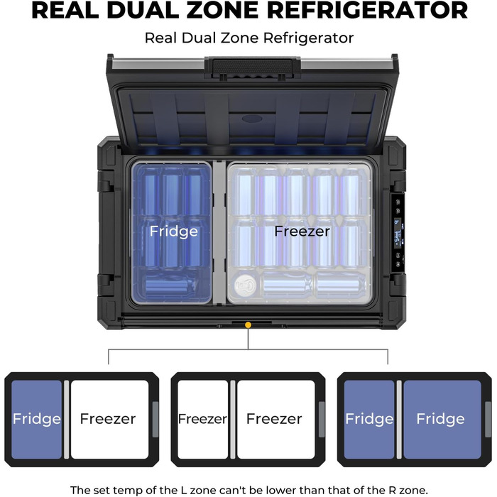 Компресорний автохолодильник BougeRV Rocky 65L з морозильною камерою металевий корпус APP управління, знімна перегородка, двозонне