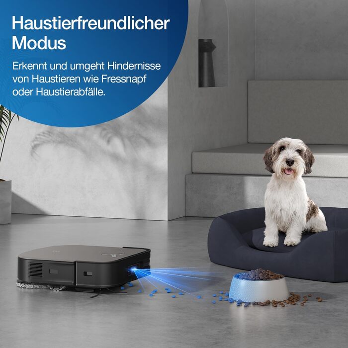 Вакуумний робот з функцією миття підлоги Всмоктувальна станція Потужність всмоктування 8000 Па, система підйому швабри 15 мм, само