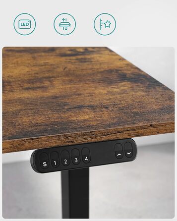 Електрична настільна підставка SONGMICS з регулюванням висоти, подвійний двигун, з гачками, безступінчасте регулювання, функція пам&39яті, сталь, чорний колір LSD019B01