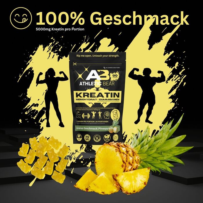 Жувальні цукерки Athletic Bear Creatine Monohydrate, 90 шт. (30 порцій)