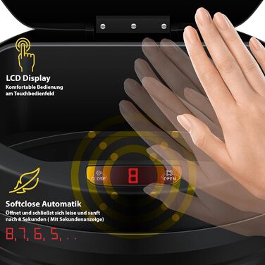 Відро для сміття KESSER Sensor Автоматичне Відро для сміття Відро для сміття Нержавіюча сталь 56 літрів ЧОРНИЙ