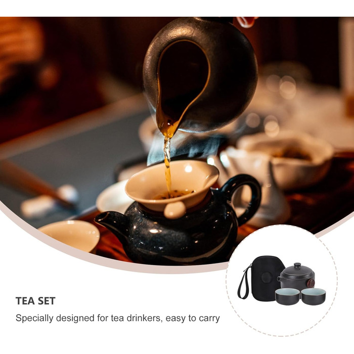 Набір для чаювання Кунг-Фу з кераміки, портативний, з кришкою та ситечком ідеальний вибір для любителів чаю в дорозі