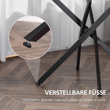 Обідній стіл HOMCOM, круглий кухонний стіл для 4 осіб, круглий обідній стіл зі схрещеними ніжками, стільниця із загартованого скла, для їдальні, кухні, Ø80 x 75 см, сучасний дизайн, чорний прозорий