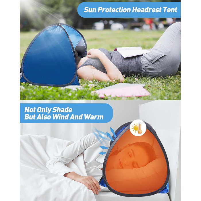 Міні-намет для голови, розкладний намет, міні-пляжний намет, автоматичний пляжний намет, портативний сонцезахисний намет, намет з підголівником, ідеально підходить для кемпінгу на пляжі та активного відпочинку на свіжому повітрі